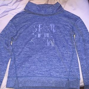 Girls Blue Scrunched turtle neck sweater